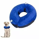 Nobleza - Collare Protettivo Gonfiabile Elisabettiano per Cane e Gatto, Collare Regolabile per Cane Gatto Ferita Recupero Guarigione Collare (Blu, L)