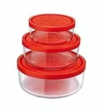 Rocco Bormioli Set 3 PZ.Gelo Box C/Cop. Rosso Diametro 11/15/18cm. Bormioli Rocco 226017S02021990 Gelo Pz