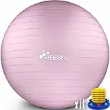 TRESKO Palla Fitness, Palla Pilates Anti-Scoppio 55cm/65cm/75cm/85cm Palla da Ginnastica con Pompa Rapida per Fitness Yoga e Pilates (Princess Pink, 75cm)