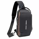 icyant Borsa a tracolla antifurto da uomo, borsa a tracolla sportiva con ricarica USB Zaino leggero e impermeabile per uomo e donna, borsa da petto per escursioni e ciclismo