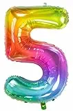 Folat Palloncino in alluminio Yummy Gummy Rainbow Numero 5-86 cm, Multicolore, 63245