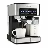 KLARSTEIN Macchinetta Espresso 1.8L a Cialde, Caffè Macinato e Cappuccino, In Acciao Inox, 1350W con Montalatte