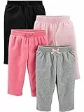 Simple Joys by Carter's Pantaloni in Pile Bimba, Pacco da 4, Rosa/Nero/Grigio Puntinato, 24 Mesi