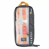 Lowepro GearUp Pouch Medium, Borsa da Viaggio, Cavi PC, Adattatori, Batterie, Caricabatterie e Chiavette USB, Custodia Accessori Computer Portatili, Realizzata in Tessuto Riciclato, Grigio