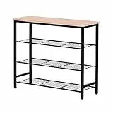 Cribel Libreria Scaffale Mit in Metallo nero con Piano in Rovere Chiaro e mensole in Metallo nero, Ideale per Ingresso, Soggiorno, Cucina e Camera dei Ragazzi, TU