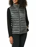Amazon Essentials Piumino Smanicato Ripiegabile Impermeabile Leggero Donna, Carbone Puntinato, L