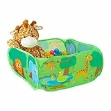 Relaxdays Piscina di Palline Pop Up, Box in Stoffa con 50 Palle Colorate, Vaschetta per Bambini, HLP 34x71x71 cm, Verde, Colore, 10028882