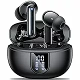 Cuffie Bluetooth, Auricolari Bluetooth 5.3 con 4 HD Microfono Cancellazione Rumore, 42 Ore di Riproduzione, Cuffiette Bluetooth Sport con LED Display, Cuffie Wireless In Ear per Android iOS Nero(2023)