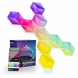 LPDISPLAY Luci da parete esagonali LED intelligenti, luci creative Wi-Fi RGB-IC per la decorazione della casa con sincronizzazione musicale, funziona con Alexa Google Assistant 10 pacchetti