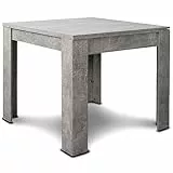 BAKAJI Tavolo Quadrato Allungabile 90x90 cm, Apertura a Libro, Design Moderno Ribaltabile, Apribile 4-8 Posti, Ideale per Sala Pranzo, Soggiorno, Cucina, Arredamento Interno (Grigio Cemento)