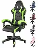 Racingreat Sedia Gaming,Sedia da Gioco Sedia da Ufficio, Poggiatesta e Cuscino Lombare, Ergonomica In Pelle PU Sedia Da Computer Per Gamer Ufficio Casa Adulto Adolescente-Verde