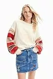 Desigual Baloon Felpa, Bianco, L Donna
