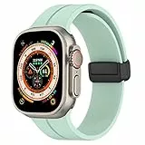 Cinturino sportivo compatibile per Apple Watch band 49mm 45mm 44mm 42mm 41mm 41mm 40mm 38mm,cinturino regolabile con magnetica in silicone per iWatch serie 8 7 6 5 4 3 2 1 SE Ultra,verde chiaro