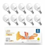 Aigostar - Lampadina LED E14 5W Luce Bianca Calda 3000K 420 Lumen, Mini Globo Lampadina a Sfera Pacco da 10