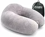 Ecosafeter Cuscino da viaggio portatile - Cuscino di supporto perfetto per il collo, Compatto di lusso compatto e leggero per il campeggio, Cuscino per il riposo del sonno (Grigio)
