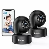 ctronics 2K Telecamera Wi-Fi Interno Kit da 2, 360° PTZ Videocamera Sorveglianza, Movimento/Umano Rilevamento, Tracciamento Automatico con Sirena, Visione Notturna, Audio a Due Vie per Bambini/Cani