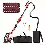 Levigatrice per Muro 710W 1000-1850RPM Levigatrice per Muri Elettrica, Levigatrice per Muri Elettrica con 6 Velocità Regolabili, 14 Carta Vetrata, Manico Estensibile Pieghevole, Luce a LED