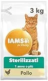 IAMS for Vitality Sterilizzati Alimento secco con pollo fresco per gatti adulti e anziani (1 anno o più) - 3 kg
