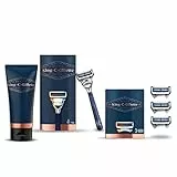 King C. Gillette Regolabarba Uomo, Rasoio a Mano Libera, Gel Da Barba Trasparente, 3 Lamette da Barba per Pelli Sensibili, Idea Regalo Uomo Kit Professionale