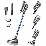 BuTure Aspirapolvere Senza Fili,33KPA/450W Scopa Elettrica Senza Fili Potente,55Mins Batteria Rimovibile,Filtraggio a 6 Strati, Anti-Avvolgimento Aspirapolvere per Peli Animali/Pavimenti/Tappeti