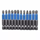 Fongmore Set di 12 punte per cacciavite magnetici in acciaio S2 50 mm in acciaio antiscivolo PH1 PH2 PH3 PZ1 PZ2 PZ3 1/4' trapano a testa esagonale
