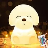 Luce Notturna Bambini, Kawaii Silicone Cane Lampada Notturna per Bambini, Tattile 16colors LED Ricaricabile Lucina Notturna Bambini,Lampada Notturna per Bambini con Timer,Bimba Bambini Regali Natale