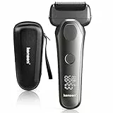 KENSEN Rasoio Elettrico Barba, Corpo Wet&Dry IPX7 Impermeabile 360° Flex Rasoio con Display LED,ENSEN S20 Afeitadora