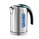 Cecotec ThermoSense 220 in acciaio, bollitore elettrico, senza BPA, 1630 W, base 360º, filtro anticalcare, doppio sistema di sicurezza, 1,2 litri