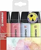 Evidenziatore - STABILO BOSS ORIGINAL Pastel - Astuccio da 4 - Rosso Corallo, Fior di Ciliegio, Azzurro Nuvola, Lime