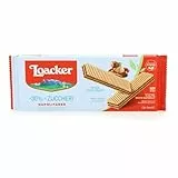 Loacker, Wafer Napolitaner Meno Zuccheri, Fragranti Cialde di Wafer Farcite con Crema alla Nocciola, Nuova Ricetta con Ridotto Contenuto di Zuccheri, 175g