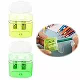 FAMIDIQGO Confezione da 2 Temperamatite, Temperamatite Doppio con Coperchio del Contenitore Temperamatite Manuale in Metallo Colorato per Ufficio Scolastico