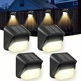 mizikuu Luce Solare LED Esterno, 4 Pezzi Luci Solari Esterno IP65 Impermeabile Risparmio Energetico Parete Wireless Faretti Solari da Giardino Luci a Energia Solare,per Cortile, Vialetto, Giardino