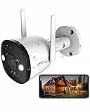 Imou Telecamera WiFi Esterno, 4MP Videocamera Sorveglianza Esterno con Visione Notturna a Colori, Rilevamento Umano, Impermeabile IP67, Visione Notturna 30m, Compatibile Alexa, 2,4g, Bullet 2E 4MP