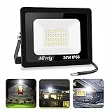 Blivrig 30W Faretto LED da esterno Bianco Caldo 3000K, 3000LM Faro LED Parete, Impermeabile IP66 Fari LED Luce Bianca Calda Proiettore per Cortile Cantiere Giardino
