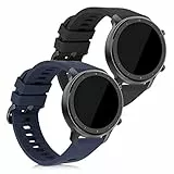 kwmobile 2x Cinturino TPU Silicone Fibbia Compatibile con Huami Amazfit GTR (47mm) / GTR 2 / GTR 2e / GTR3 / GTR 3 Pro Cinturino - Cinturini 16-22 cm nero/blu scuro
