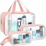 DBPBToU Beauty Case da Viaggio 3 pezzi Borsa da Toilette, Trousse Trucchi Borsa per Cosmetica di Grande Capacità per Donne/Uomo/Bambini (rosa)