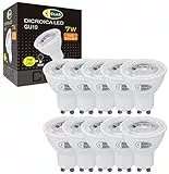 CLAR - Lampadine LED GU10 3000K 7W, Lampadine GU10, Lampade LED GU10, Kit Lampadine a led Casa, Faretti LED GU10 Luce Calda (3000ºk) (Pack 10)