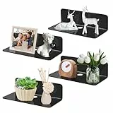 SHEPIN 4 Pezzi Mensole da Muro Nero Adesiva, Mensola da Parete Nero Senza Foratura, 23x9x6cm Moderne Design Mensola Bagno Adesive Mensolina in Acrilico per Bagno,Cameretta,Cucina, Salotto