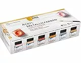 KREUL 77601 - Color Living Set di 6 barattoli 20 ml di vernice acrilica metallica con 1 pennello Vernice in crema a copertura totale Asciugatura rapida e impermeabile