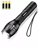 Maxesla Torcia LED Potente Professionale, Impermeabile 2000 Lumen Super Luminoso Mini Torcia Tattica, Portatile Torcia, Torcia Potente 5 modalità di illuminazione, 1 Pack Con 3 x AAA Batterie