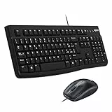 Logitech MK120 Combo Tastiera e Mouse con Filo per Windows, Mouse Ottico Cablato, Tastiera di Dimensioni Standard, USB Plug-and-Play, Compatibile con PC, Laptop, Layout Italiano QWERTY - Nero