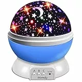 Moredig Lampada Stelle Bambini, Luce di Illuminazione Notturna 360° Rotante per Bambini/Camera da Letto, 3 Modalità di Luce, Powered by Batteria o Cavo USB, Ideale per Regali di Compleanno e Natale