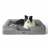 Bedsure Letto per Cani Grande 89x63x18cm - Divano per Cani Taglia Gande in Uovo Foam, Colore Grigio, Cuscino per Cani Sfoderabile e Lavabile