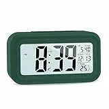 JOPHEK Sveglia Digitale da Comodino Batteria, Sveglia Intelligente con Temperatura Data Snooze, Sveglia Digitale per Bambini Adulti Camera da Letto Home Office (Aggiornamento Verde)