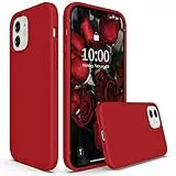 SURPHY Cover Compatibile con iPhone 12 e iPhone 12 Pro Case(6,1'), Custodia in Silicone per iPhone 12/12 Pro Cover Antiurto con Fodera in Microfibra Full Body Case per iPhone 12/12 Pro, Rosso Scuro