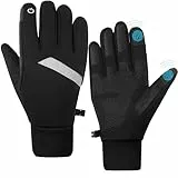 Guanti da ciclismo, ammortizzanti, antiscivolo, leggeri, traspiranti, touch screen, invernali, termici per uomo, donna, unisex, mountain bike, running, M (L)