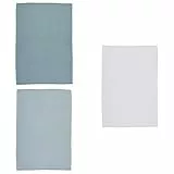 KitchenCraft Set di 3 Strofinacci Assorbenti in 100% Cotone con Trama a Nido d'Ape, 70 cm x 47 cm - 'Blues' (Set di 3)