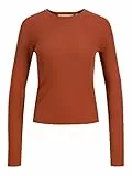 JACK & JONES Jjxx Jxtaya LS Ribbed Crew Neck Knit Maglione, Bombay Brown, S Donna