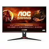 AOC Gaming 24G2SPAE - Monitor FHD da 24 pollici, 165 Hz, 1 ms MPRT, FreeSync, G-Sync Compatible, altoparlante (1920 x 1080, VGA, HDMI, DisplayPort) Nero/Rosso