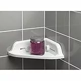 Douceur d'Intérieur Mensola Doccia angolare con Ventose, 25 x 25 x 7 cm, in plastica, Tinta Unita, Colore: Bianco